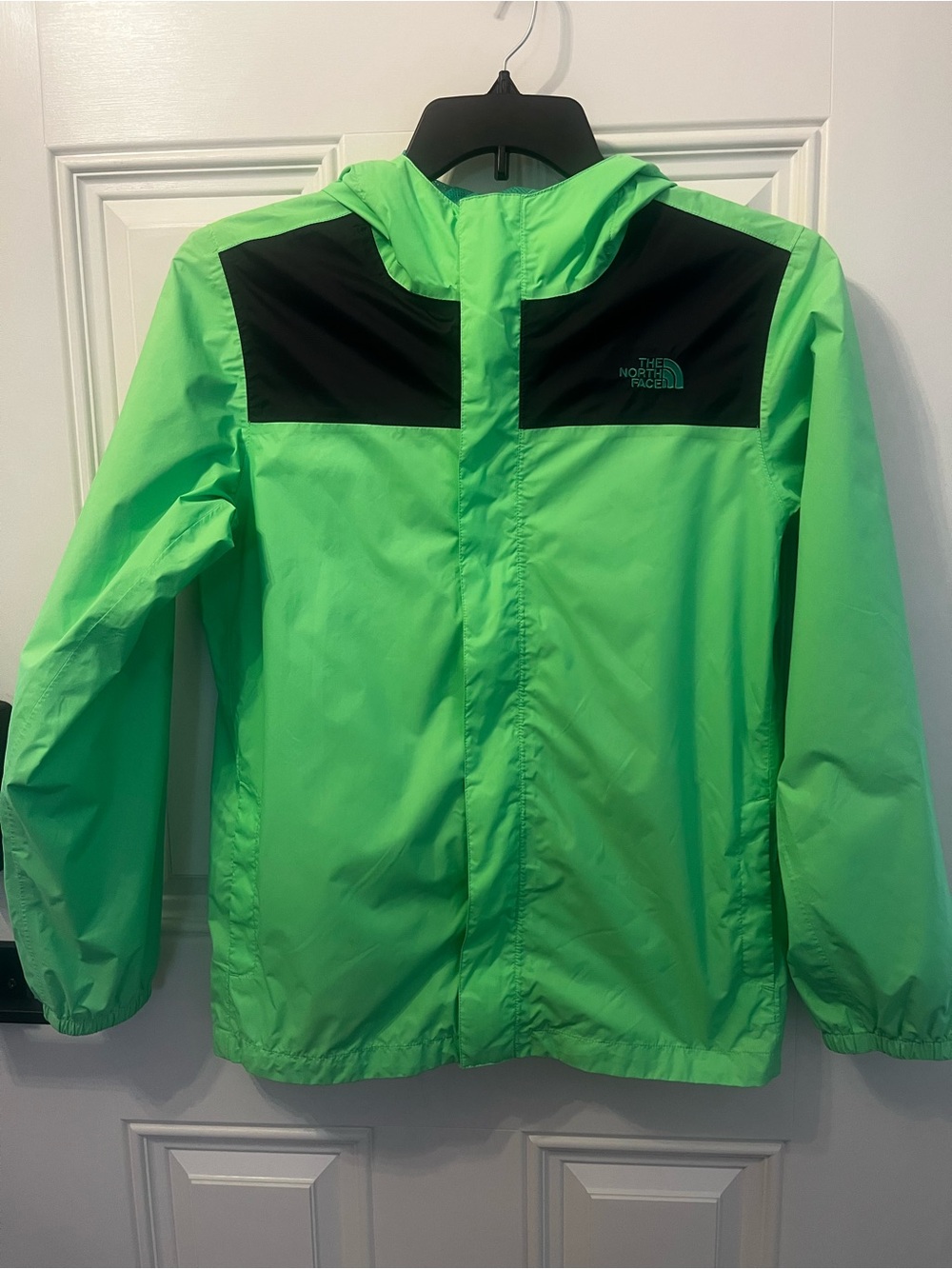 The North Face Bright Green Hooded Shell with Black Yoke